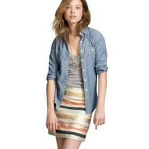 J. Crew Factory Gold Multicolor Stripe Mini Skirt Size 10